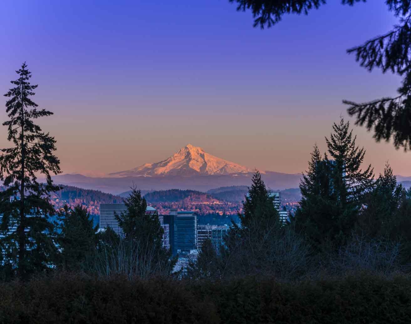 mountain in a colorful sunset